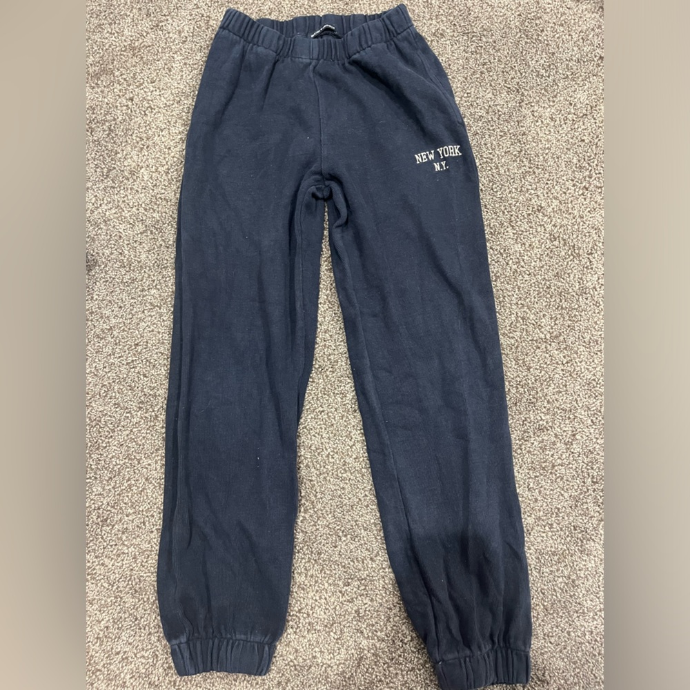 Brandy Melville Navy New York Ribbed Sweatpants